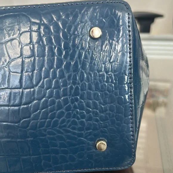 Kate Spade Navy Croc-Embossed Shoulder Bag and Dust BagNavy Blue Preowned - Picture 11 of 15